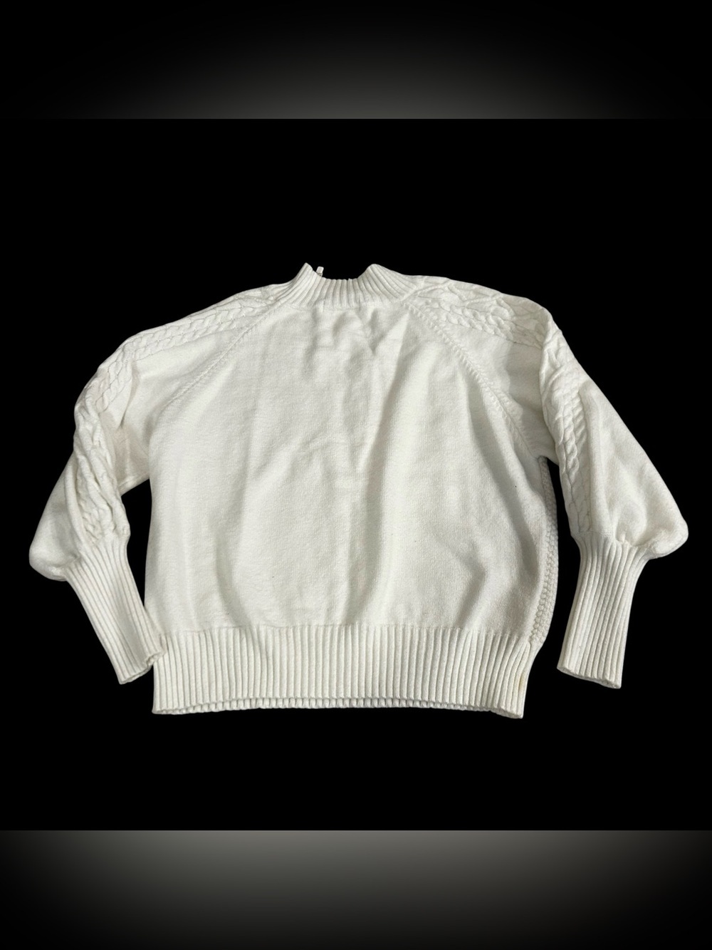 Maison Mascallier Cable Knit Chunky Balloon Sleeve White Sweater Size Large - Picture 6 of 7